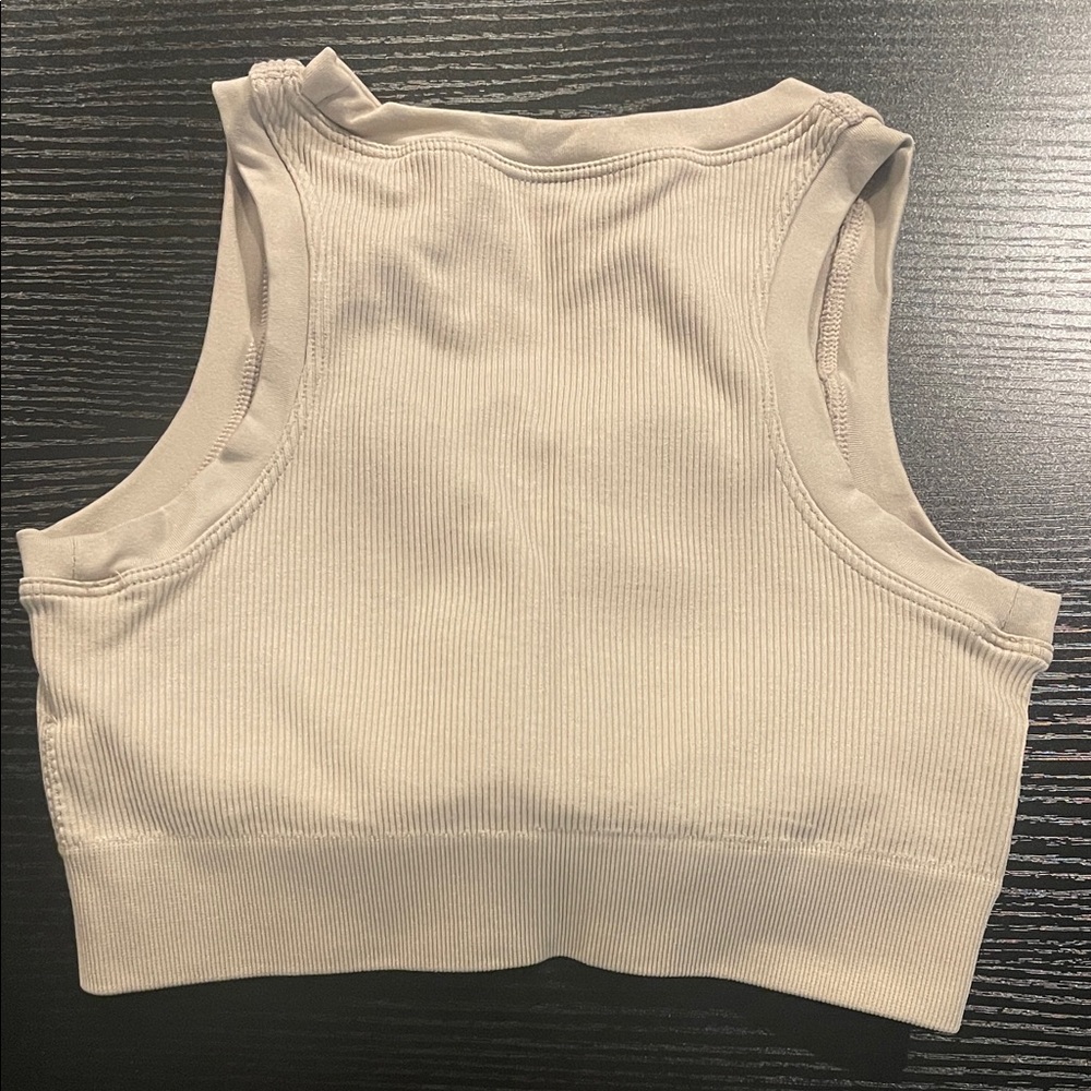 Pro-Fit Cream Ribbed Tank Top/ Sports Bra -Size Small - Picture 4 of 7